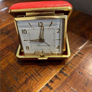 Westclox Red and Gold Travel Alarm Clock Vintage